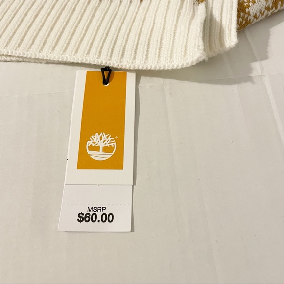 Timberland Knit Scarf Cream and Yellow/Brown Plaid Pattern New With Tags Gift - Picture 2 of 7